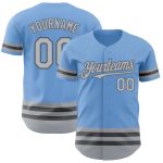 Custom Name and Number Authentic Baseball Jersey in Light Blue Gray and Steel Gray Personalized Light Blue Gray-Steel Gray
