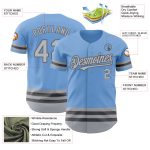 Custom Name and Number Authentic Baseball Jersey in Light Blue Gray and Steel Gray Personalized Light Blue Gray-Steel Gray