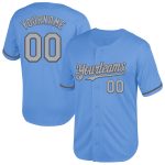 Custom Light Blue Gray-Steel Gray Mesh Baseball Jersey with Personalized Name and Number - Authentic Throwback Style Personalized