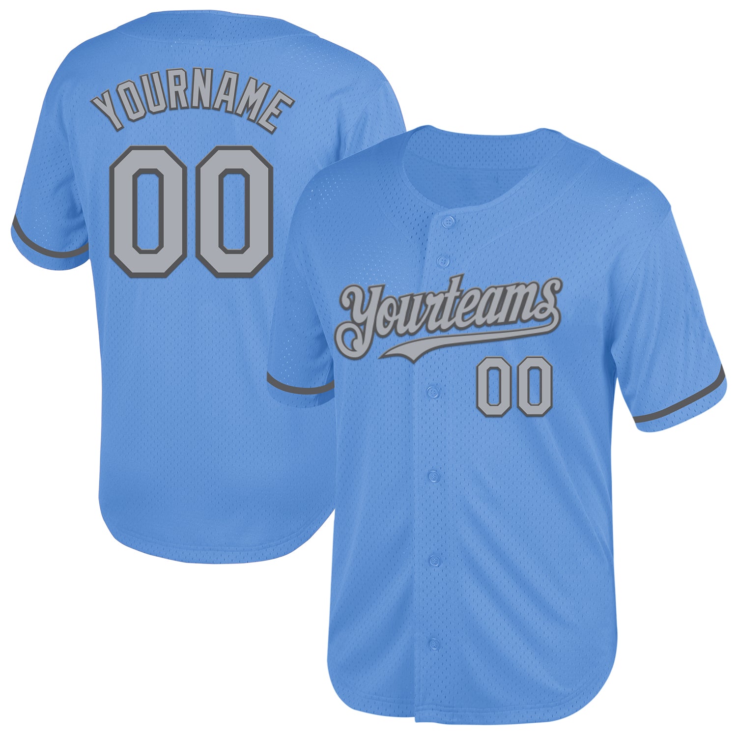 Custom Light Blue Gray-Steel Gray Mesh Baseball Jersey with Personalized Name and Number - Authentic Throwback Style Personalized
