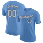 Custom Team Performance T-Shirt with Personalized Name and Number - Light Blue Gray & Steel Gray Personalized Light Blue
