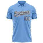 Custom Light Blue Gray Performance Vapor Golf Polo Shirt with Team Name and Number Personalized Light Blue Gray-Steel Gray