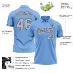 Custom Light Blue Gray Performance Vapor Golf Polo Shirt with Team Name and Number Personalized Light Blue Gray-Steel Gray