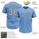 Custom Name and Number Softball Jersey - Unisex Two-Button Light Blue Gray-Steel Gray Personalized Light Blue Gray-Steel