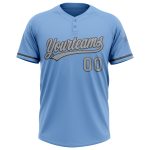Custom Name and Number Softball Jersey - Unisex Two-Button Light Blue Gray-Steel Gray Personalized Light Blue Gray-Steel