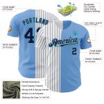 Customizable Pinstripe Baseball Jersey - Light Blue Gray Teal Navy - Team Name & Number Authentic Fashion Style Personalized