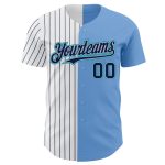 Customizable Pinstripe Baseball Jersey - Light Blue Gray Teal Navy - Team Name & Number Authentic Fashion Style Personalized