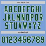 Custom Team Name Number Light Blue Green Cream Varsity Letterman Bomber Jacket Full-Snap Personalized Personalized Light