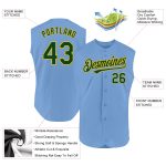 Custom Name Number Personalized Light Blue Green-Gold Baseball Jersey Authentic Sleeveless Team Apparel Personalized Light