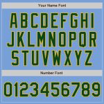 Custom Varsity Letterman Jacket with Team Name & Number - Personalized Light Blue Green-Gold Full-Snap Bomber Personalized