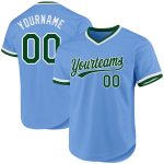 Custom Name and Number Personalized Light Blue Green and White Authentic Baseball Jersey - Throwback Style Personalized Light