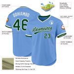Custom Name and Number Personalized Light Blue Green and White Authentic Baseball Jersey - Throwback Style Personalized Light