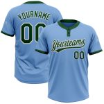 Custom Team Softball Jersey - Personalized Light Blue Green White Two-Button Unisex with Custom Name and Number Personalized