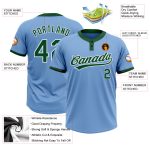 Custom Team Softball Jersey - Personalized Light Blue Green White Two-Button Unisex with Custom Name and Number Personalized