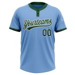 Custom Team Softball Jersey - Personalized Light Blue Green White Two-Button Unisex with Custom Name and Number Personalized