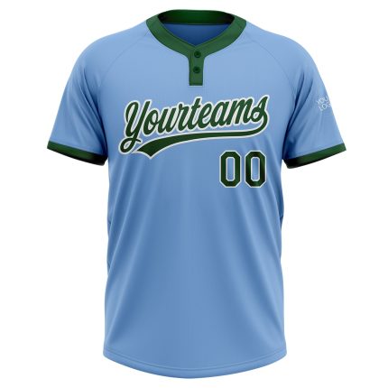 Custom Team Softball Jersey - Personalized Light Blue Green White Two-Button Unisex with Custom Name and Number Personalized