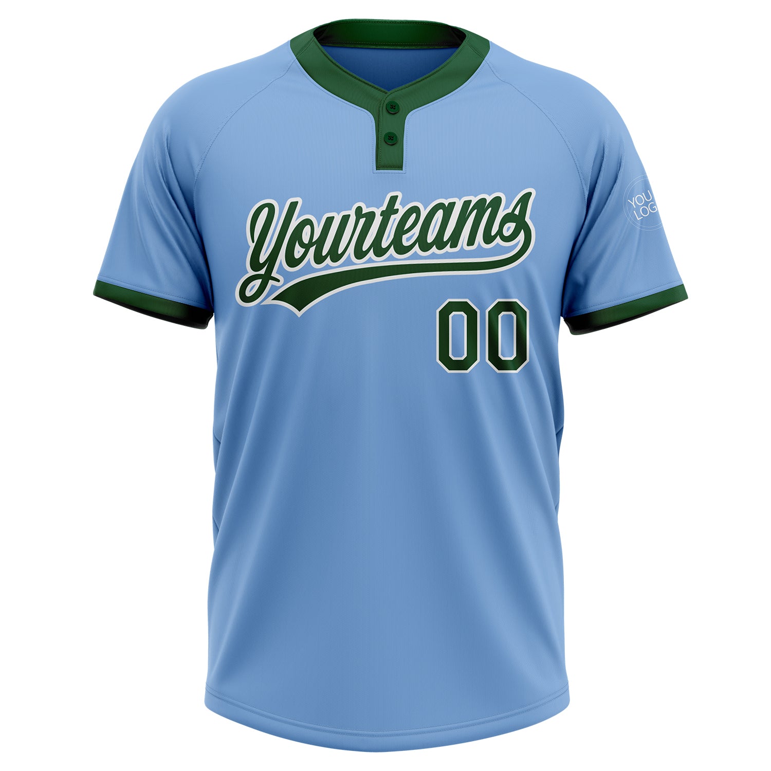 Personalized Light Blue Green-White Two-Button Unisex Softball Jersey Team Custom Name and Number Custom Team Softball Jersey - Personalized Light Blue Green White Two-Button Unisex with Custom Name and Number Personalized - Image 2