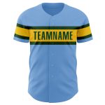 Personalized Authentic Baseball Jersey in Light Blue Green-Yellow Personalized Light Blue Green-Yellow Authentic Baseball