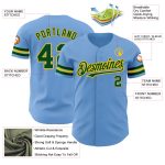 Custom Name Number Light Blue Green-Yellow Authentic Baseball Jersey - Personalized Team Apparel Personalized Light Blue