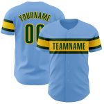 Personalized Authentic Baseball Jersey in Light Blue Green-Yellow Personalized Light Blue Green-Yellow Authentic Baseball