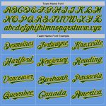 Custom Team Personalized Light Blue Green-Yellow Baseball Jersey with Name and Number, Authentic Throwback Style Personalized