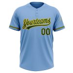 Custom Name and Number Unisex Softball Jersey in Light Blue Green-Yellow, Two-Button Design, Personalized Team Apparel Personalized