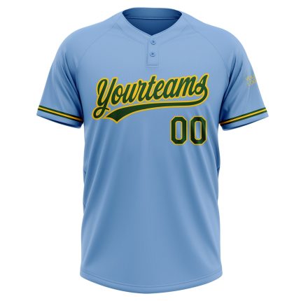 Custom Name and Number Unisex Softball Jersey in Light Blue Green-Yellow, Two-Button Design, Personalized Team Apparel Personalized