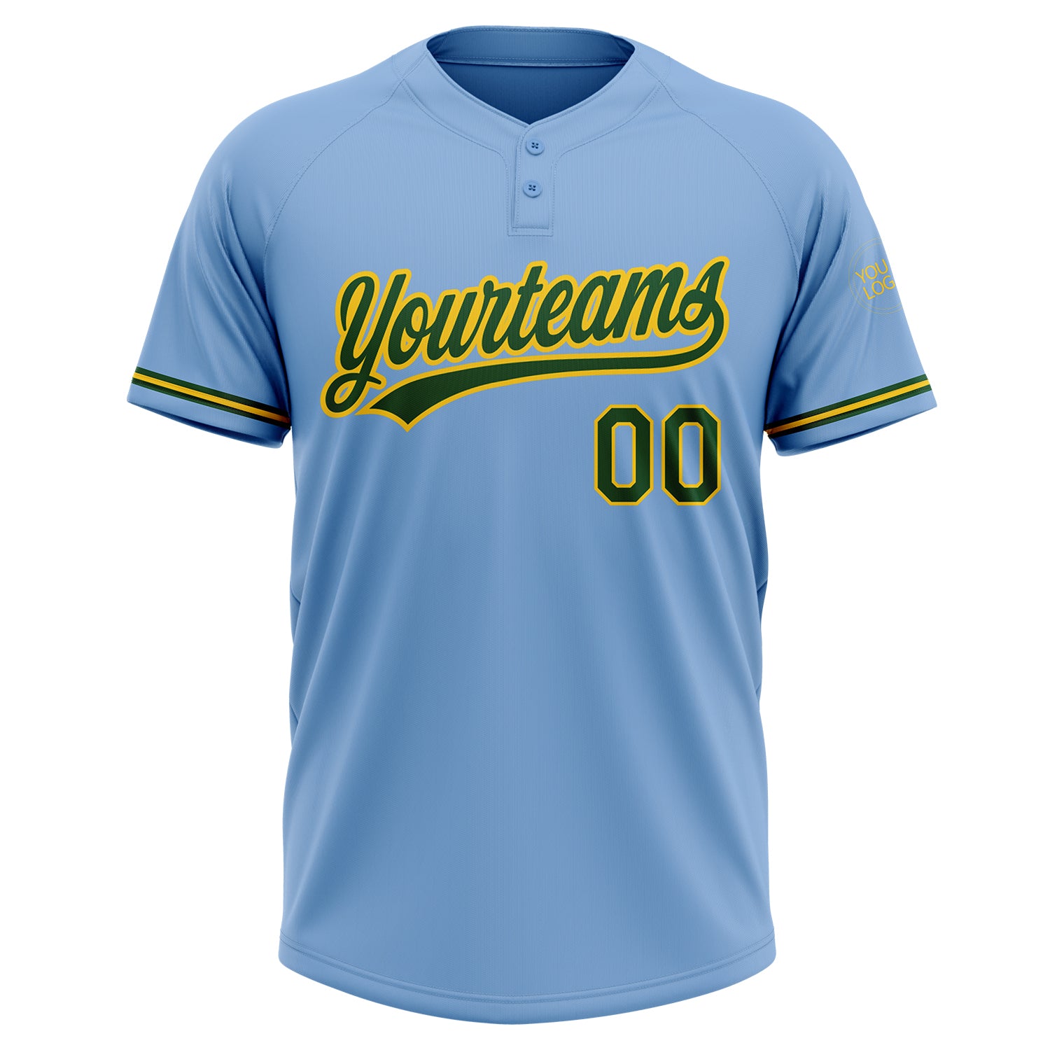 Personalized Light Blue Green-Yellow Two-Button Unisex Softball Jersey Team Custom Name and Number Custom Name and Number Unisex Softball Jersey in Light Blue Green-Yellow, Two-Button Design, Personalized Team Apparel Personalized - Image 2