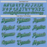 Custom Personalized Varsity Letterman Jacket with Name and Number - Light Blue, Kelly Green, Cream-Black Bomber Style Personalized