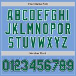 Custom Personalized Varsity Letterman Jacket with Name and Number - Light Blue, Kelly Green, Cream-Black Bomber Style Personalized