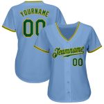 Custom Name and Number Baseball Jersey Light Blue Kelly Green Gold - Authentic Team Apparel Personalized Light Blue Kelly