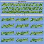 Custom Name and Number Baseball Jersey Light Blue Kelly Green Gold - Authentic Team Apparel Personalized Light Blue Kelly