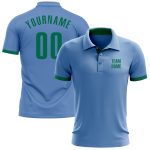 Custom Team Performance Golf Polo Shirt Light Blue Kelly Green with Personalized Name and Number Personalized Light Blue
