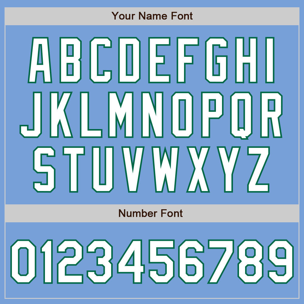 Personalized Light Blue Kelly Green Pinstripe White Two-Button Unisex Softball Jersey Team Custom Name and Number Custom Name and Number Light Blue Kelly Green Pinstripe Two-Button Unisex Softball Jersey Personalized Light Blue Kelly Green - Image 5