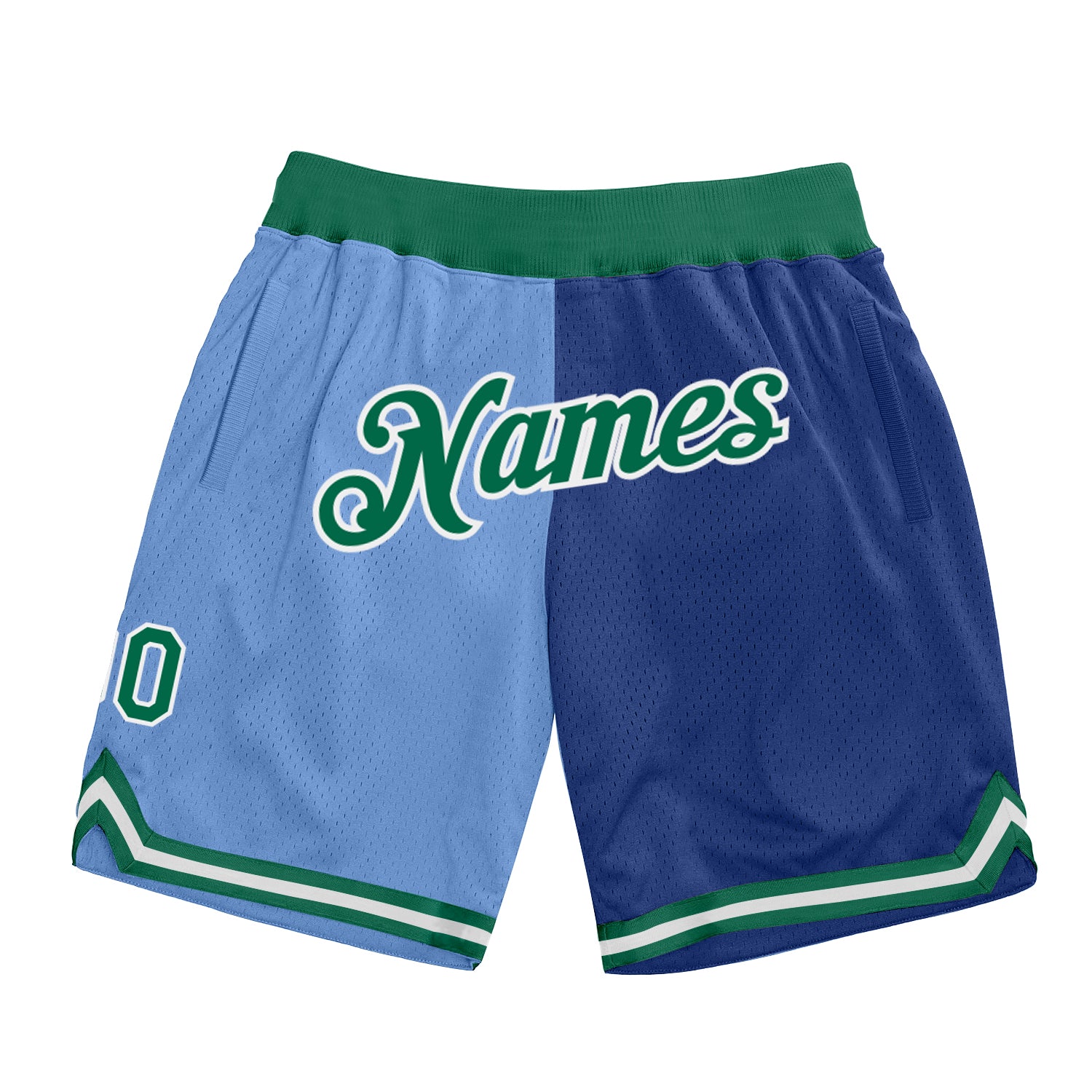 Custom Team Basketball Shorts with Name & Number - Light Blue Kelly Green-Royal Authentic Throwback Fashion Personalized