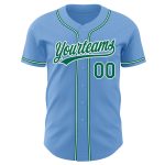 Personalized Light Blue Kelly Green White Baseball Jersey - Authentic Custom Team Apparel Personalized Light Blue Kelly Green-White