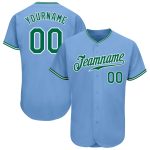 Custom Name and Number Baseball Jersey - Personalized Light Blue and Kelly Green Authentic Team Jersey Personalized Light