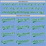 Personalized Light Blue Kelly Green White Baseball Jersey - Authentic Custom Team Apparel Personalized Light Blue Kelly Green-White