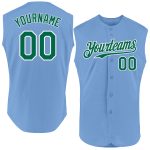 Custom Personalized Baseball Jersey with Name and Number - Light Blue Kelly Green-White Sleeveless Authentic Style Personalized