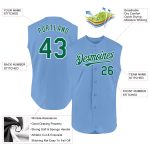 Custom Personalized Baseball Jersey with Name and Number - Light Blue Kelly Green-White Sleeveless Authentic Style Personalized