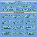 Custom Personalized Baseball Jersey with Name and Number in Light Blue and Kelly Green-White Authentic Throwback Design Personalized
