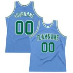 Personalized Light Blue and Green Throwback Basketball Jersey - Authentic Style Personalized Light Blue Kelly Green-White