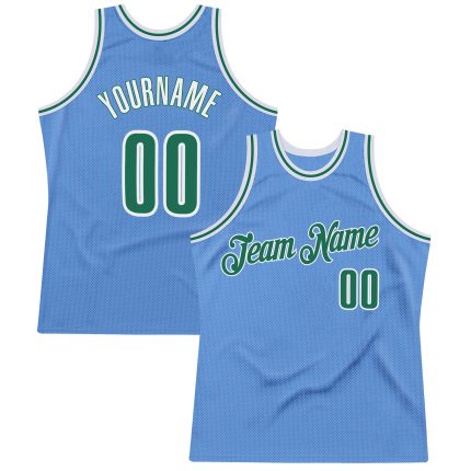 Custom Name and Number Personalized Light Blue Green-White Basketball Jersey - Authentic Throwback Design Personalized Light
