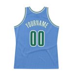 Custom Name and Number Personalized Light Blue Green-White Basketball Jersey - Authentic Throwback Design Personalized Light