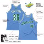 Custom Name and Number Personalized Light Blue Green-White Basketball Jersey - Authentic Throwback Design Personalized Light