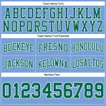 Personalized Light Blue Basketball Shorts with Kelly Green and White - Authentic Throwback Design Personalized Light Blue
