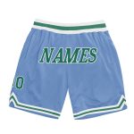 Custom Name and Number Authentic Basketball Shorts Light Blue Kelly Green White - Personalized Throwback Style Personalized