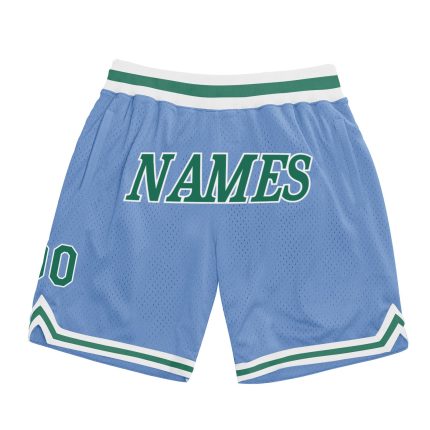 Custom Name and Number Authentic Basketball Shorts Light Blue Kelly Green White - Personalized Throwback Style Personalized