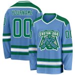 Personalized Light Blue Green White Hockey Jersey - Custom Team Apparel Personalized Light Blue Kelly Green-White Hockey