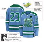 Personalized Light Blue Green White Hockey Jersey - Custom Team Apparel Personalized Light Blue Kelly Green-White Hockey